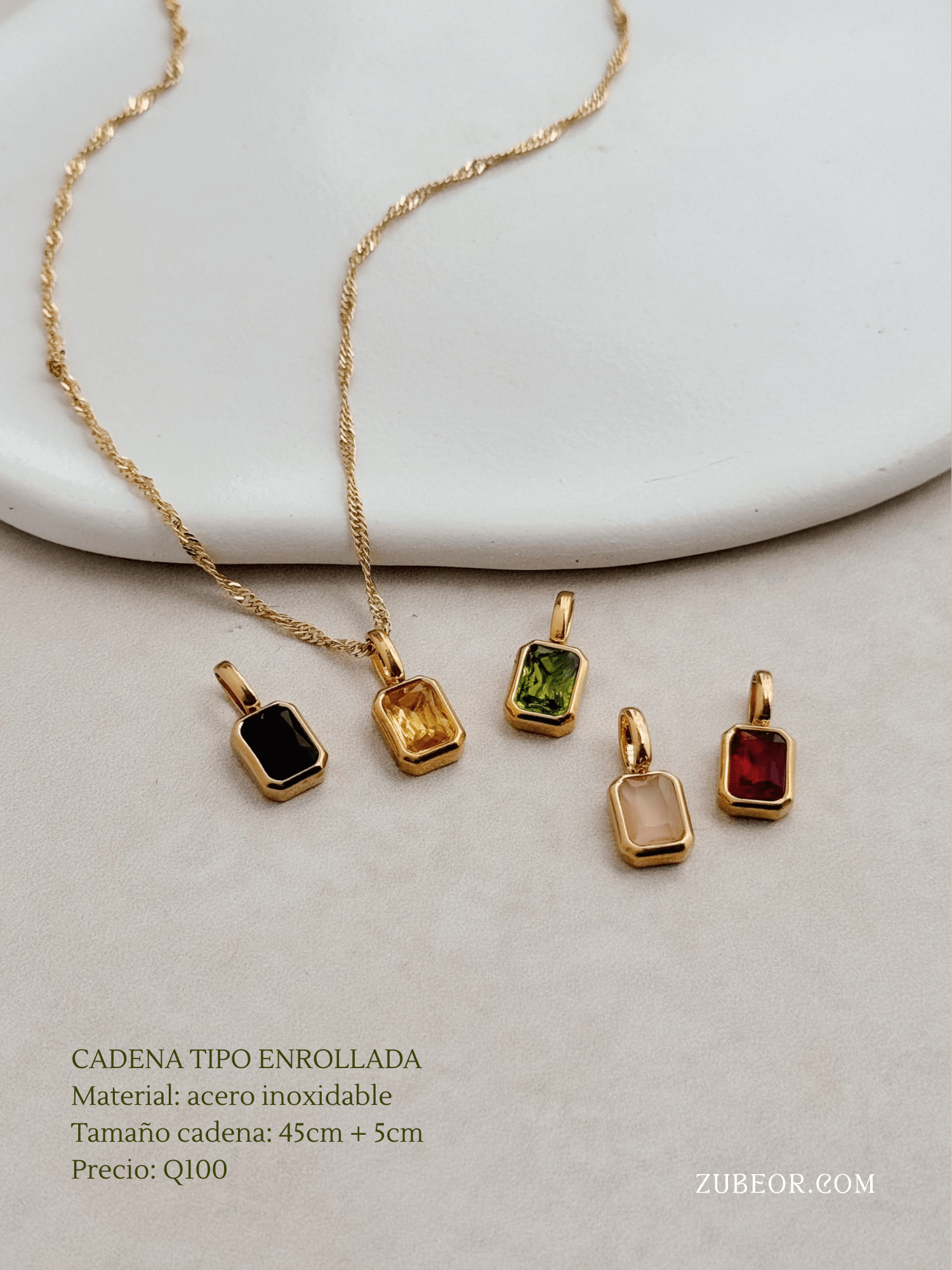 Cadena dije rectangular de colores 3