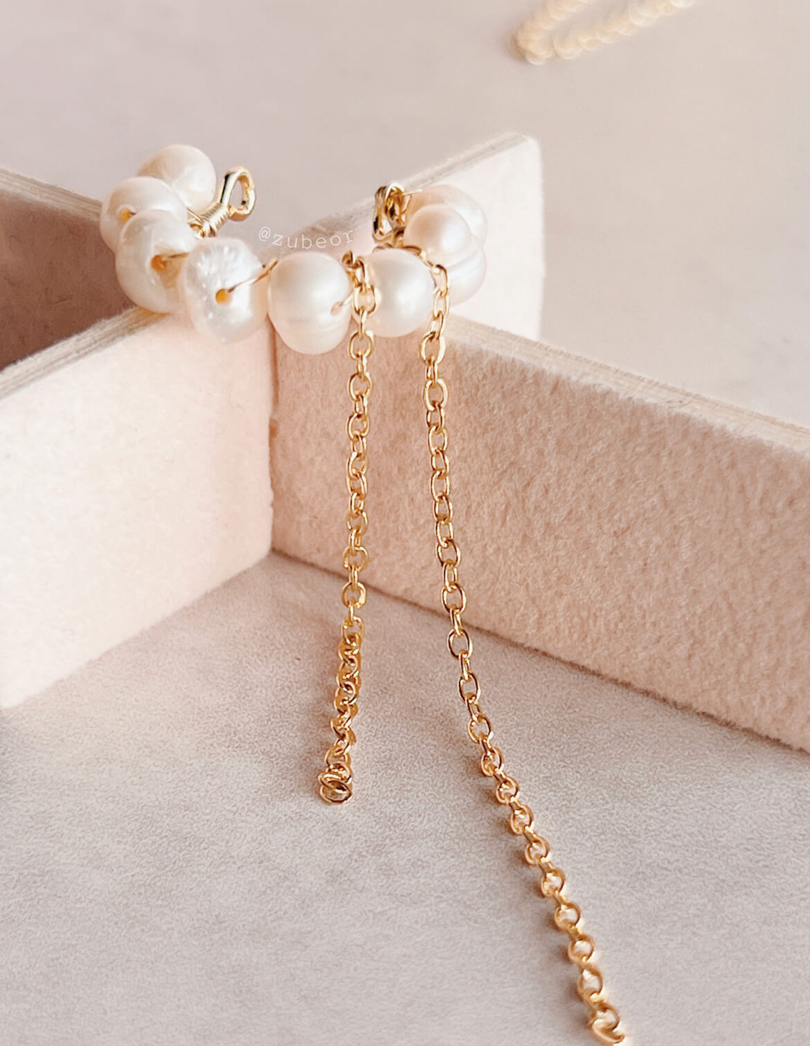 Earcuff falso perla simple y cadena 3