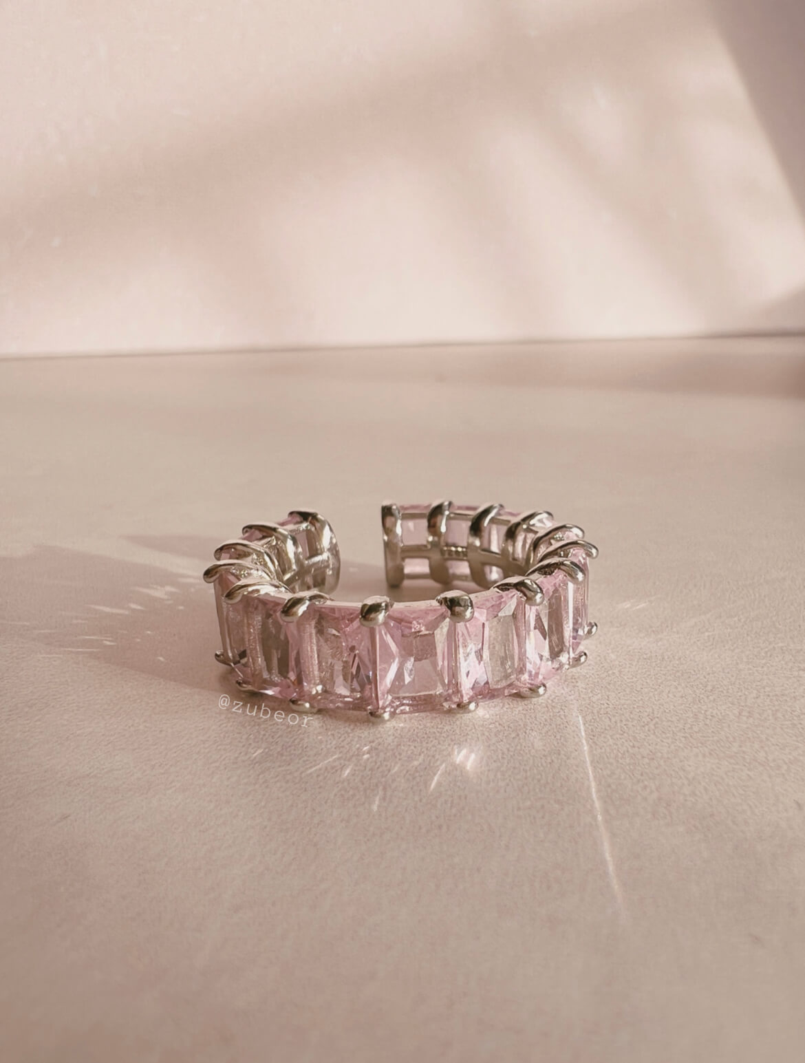 Anillo cristales rosa 3