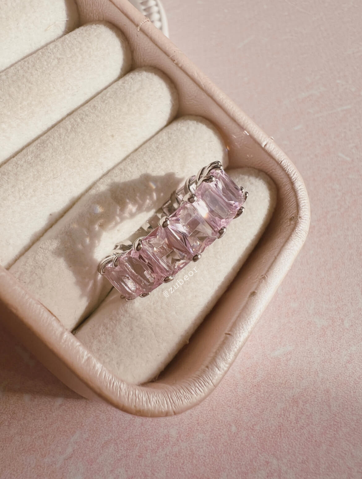 Anillo cristales rosa 2