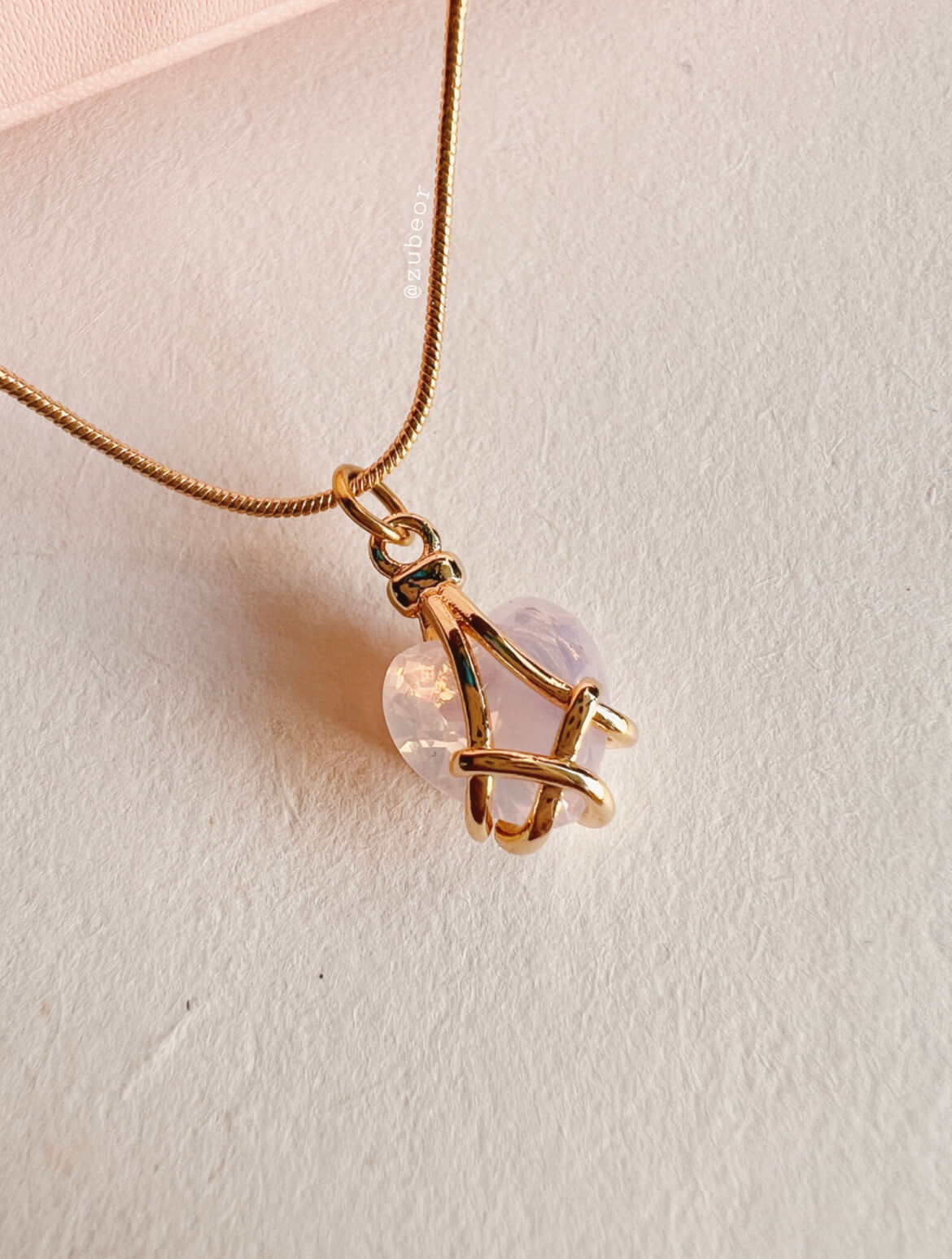 Cadena corazón rosa (dorado) 4