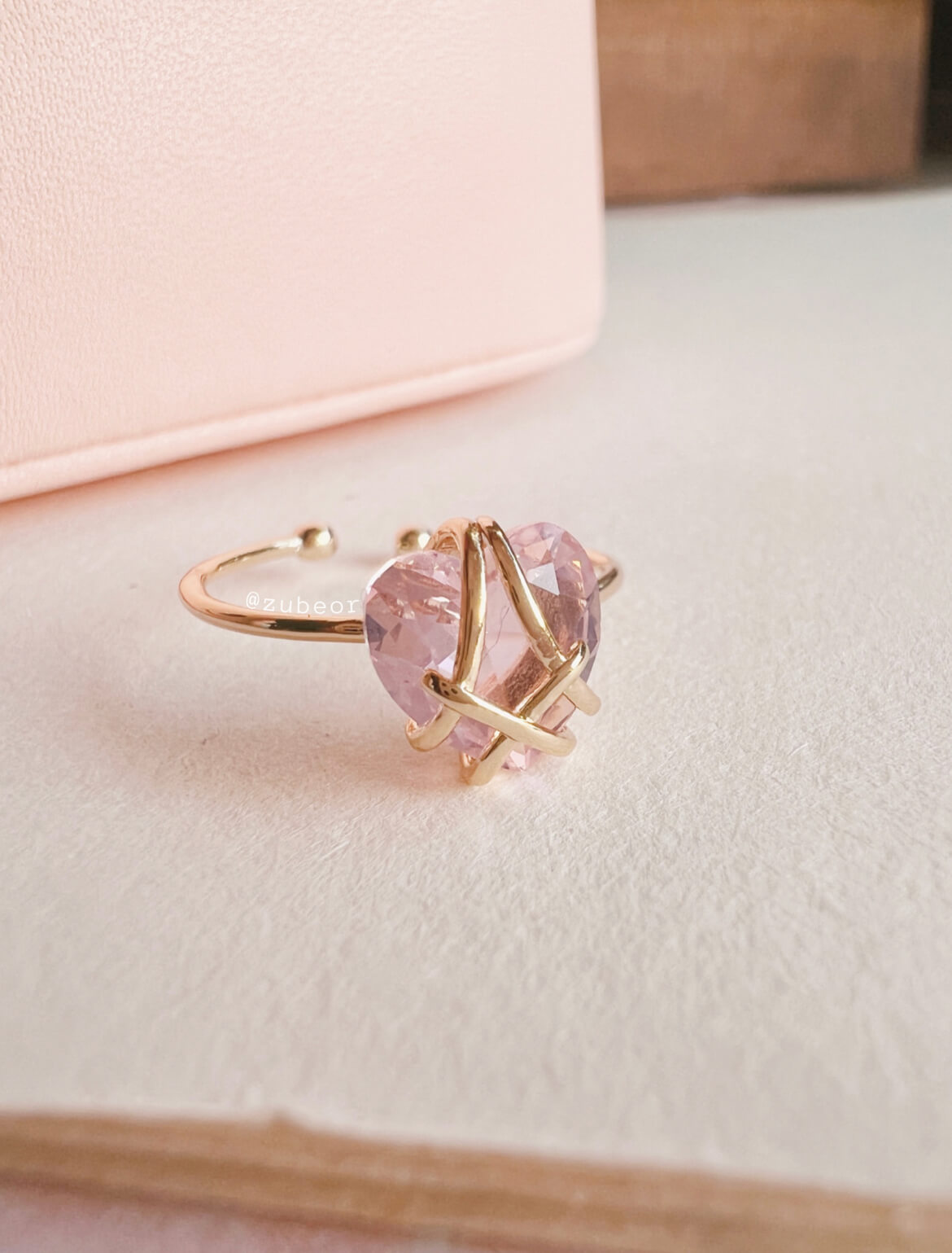Anillo corazón rosa 4