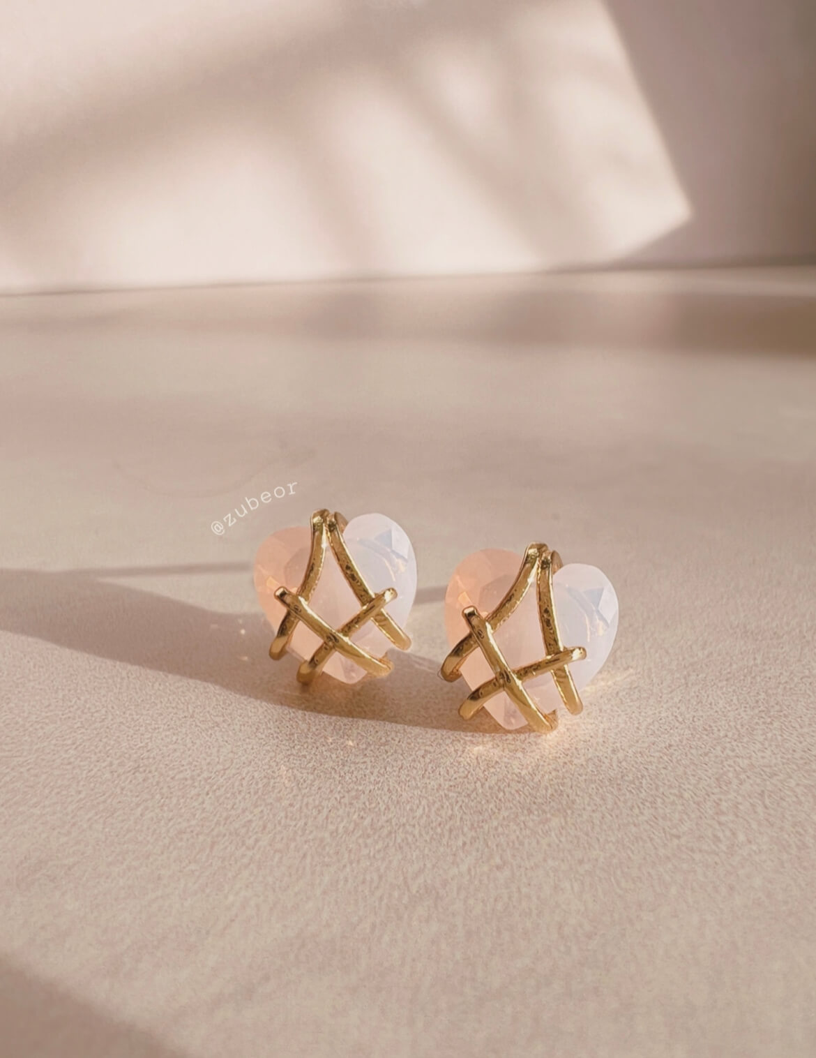 Aretes corazón rosa 2