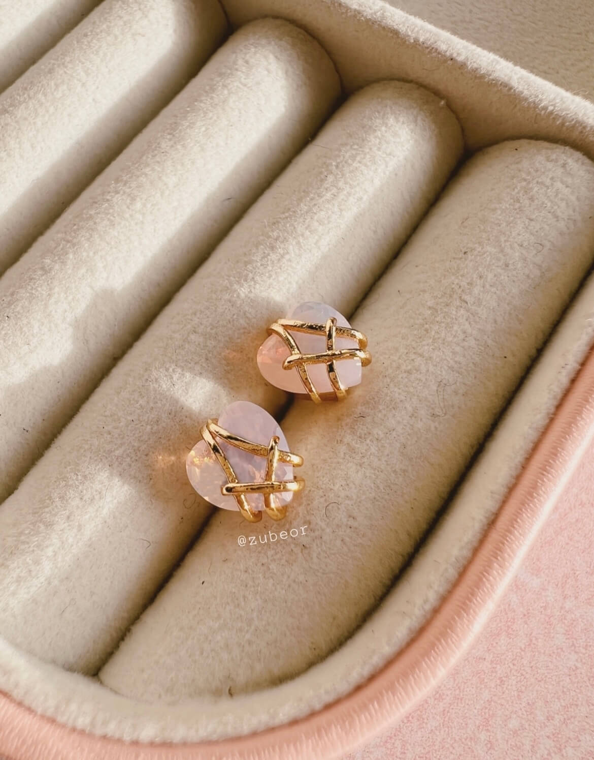 Aretes corazón rosa 3