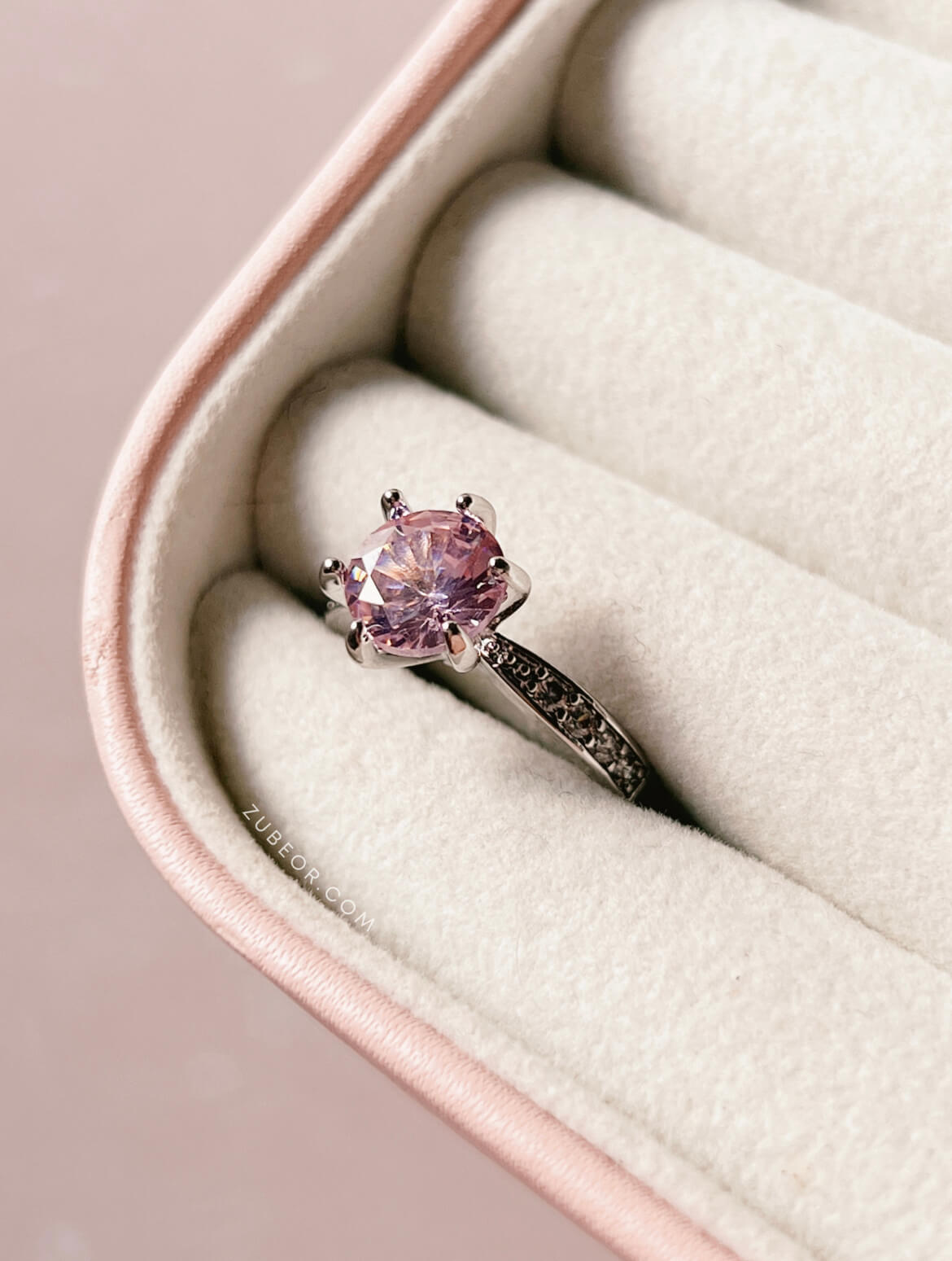 Anillo cristal circular rosa 2
