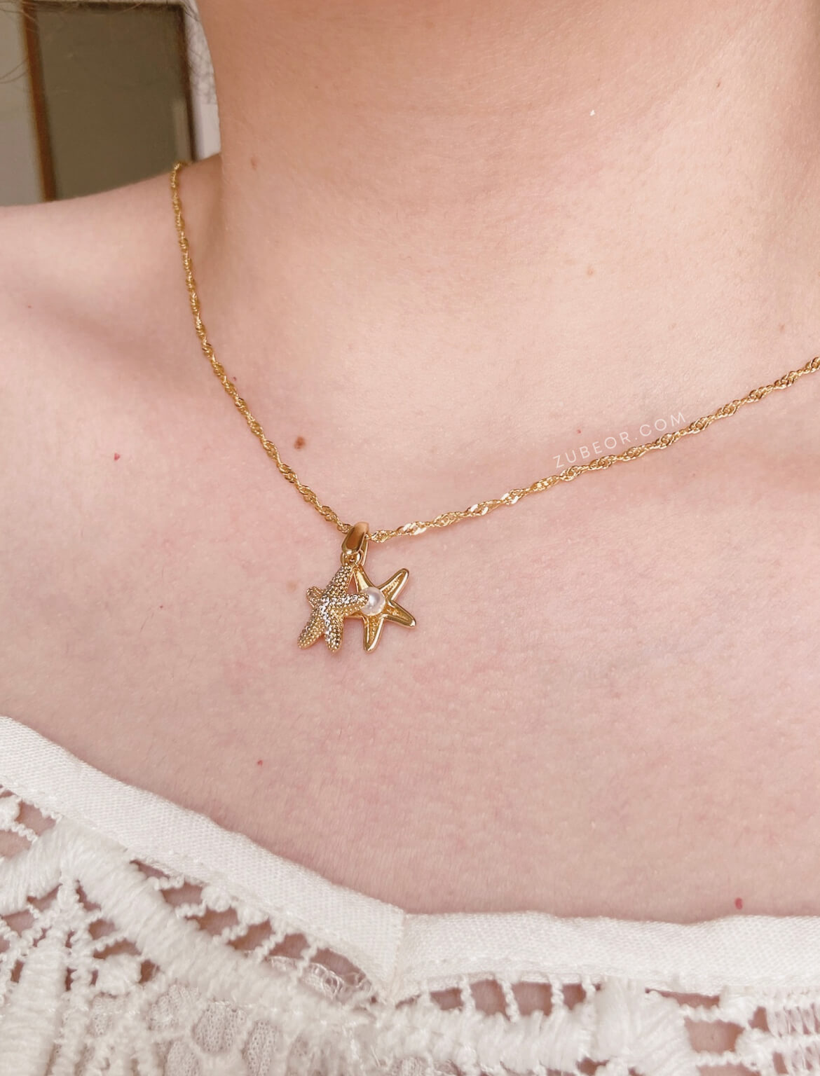 Cadena estrella de mar y perla 5