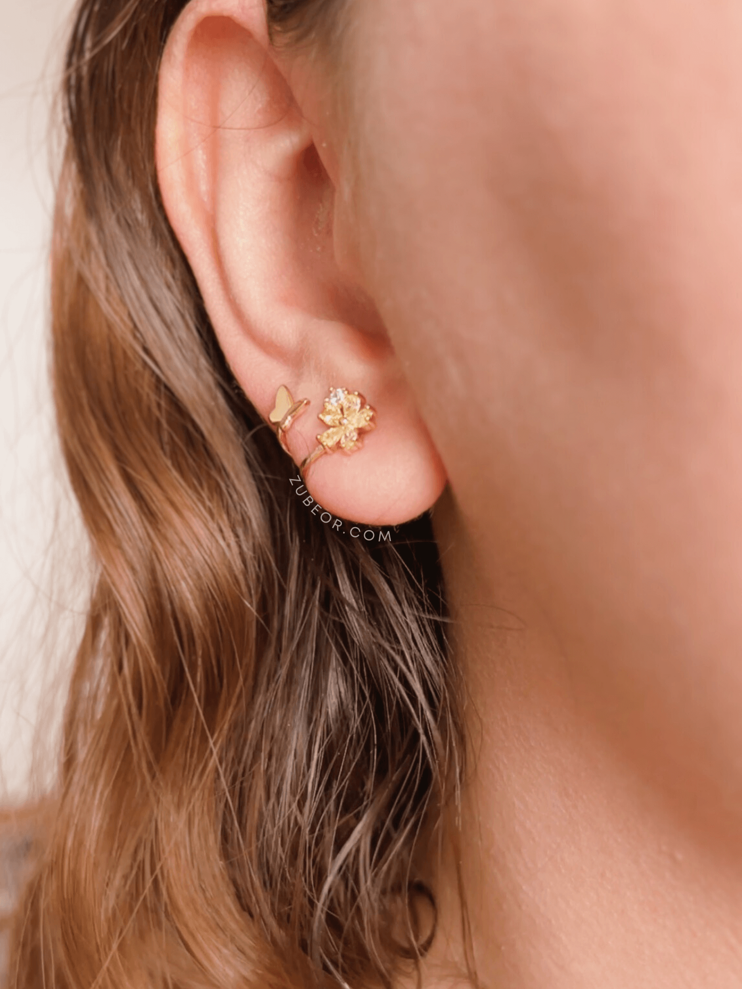 Aretes asimétricos flor 2