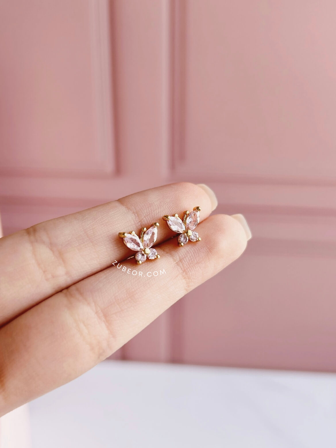 Aretes pequeña mariposa cristal 8