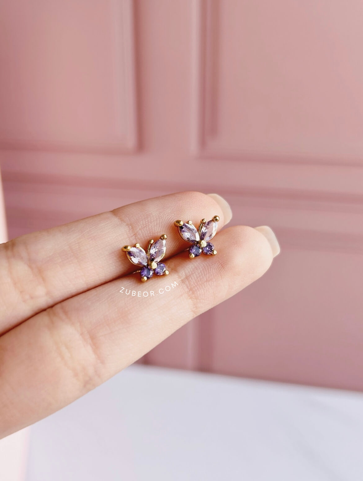 Aretes pequeña mariposa cristal 6