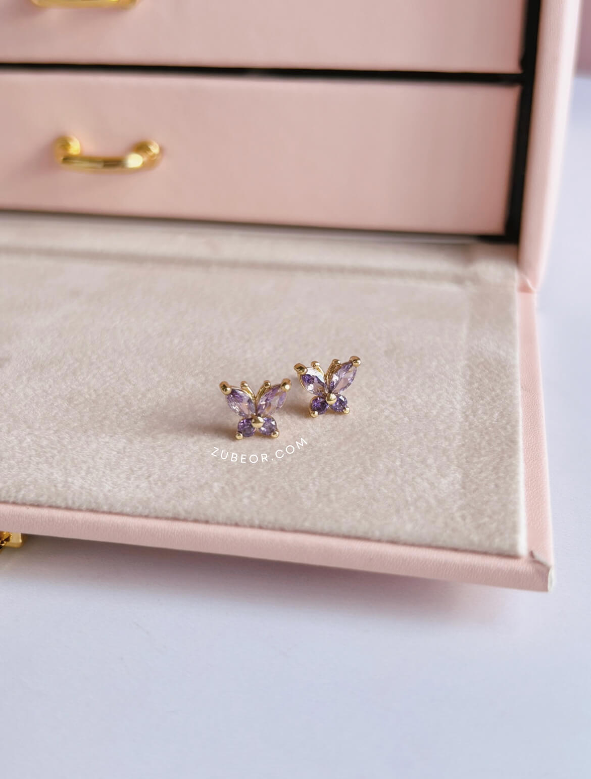 Aretes pequeña mariposa cristal 7
