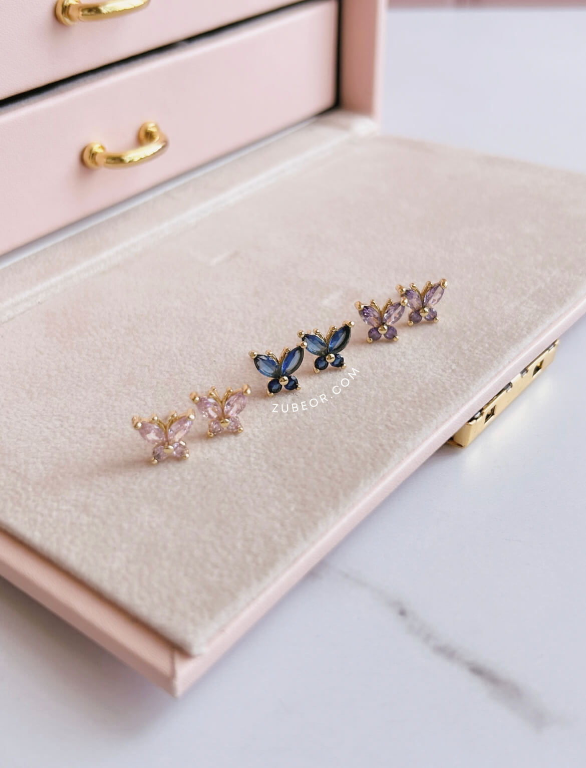 Aretes pequeña mariposa cristal 2