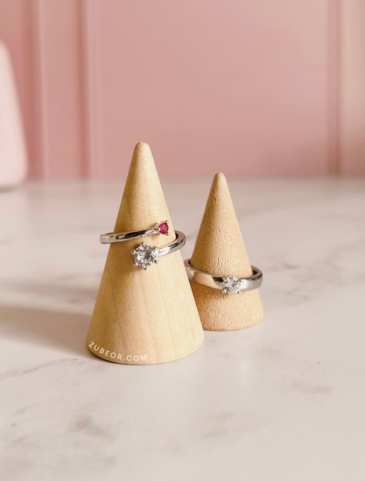 Set de anillo cristal fucsia 3