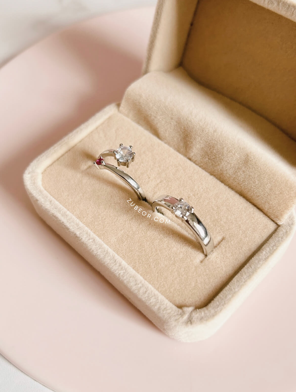 Set de anillo cristal fucsia 2