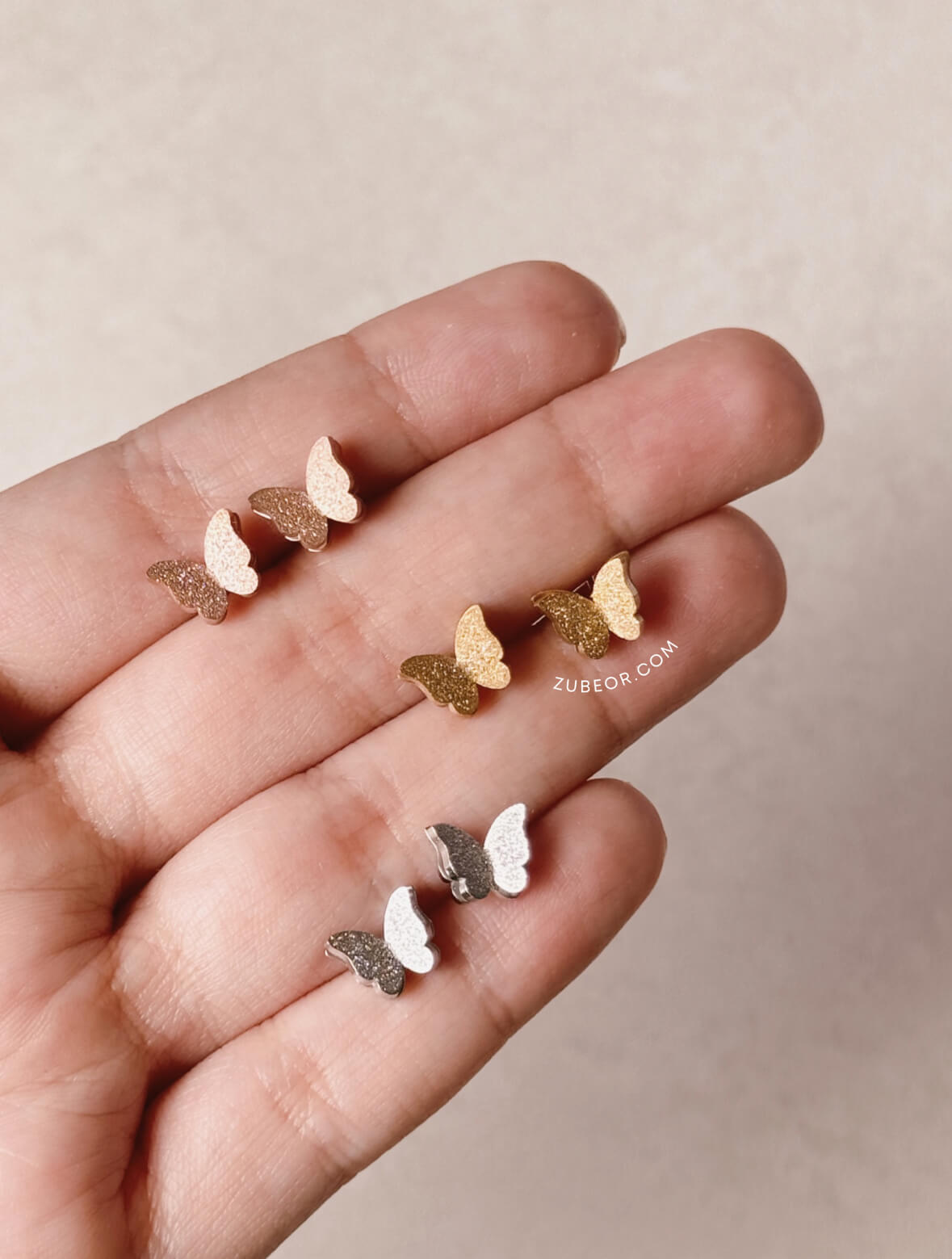 Aretes Mariposa de Acero 2