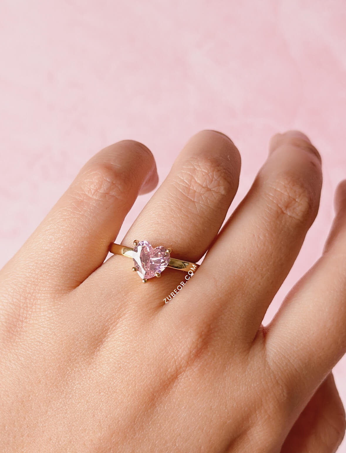 Anillo corazón rosa 4