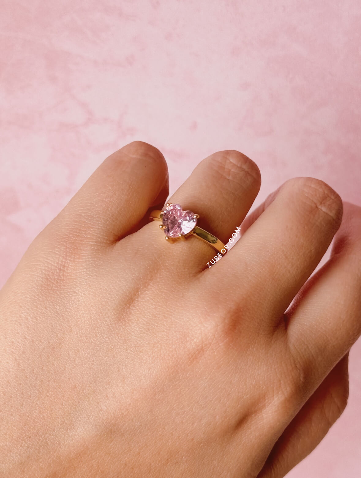 Anillo corazón rosa 3