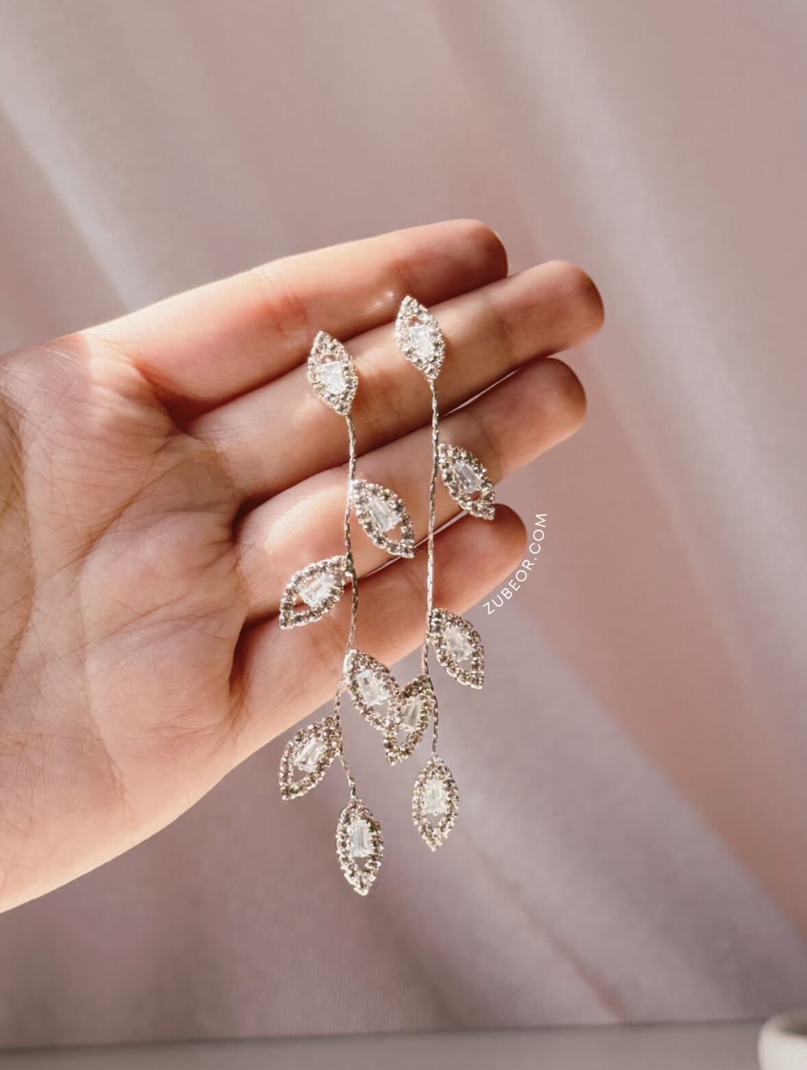 Aretes hojas plateadas 3