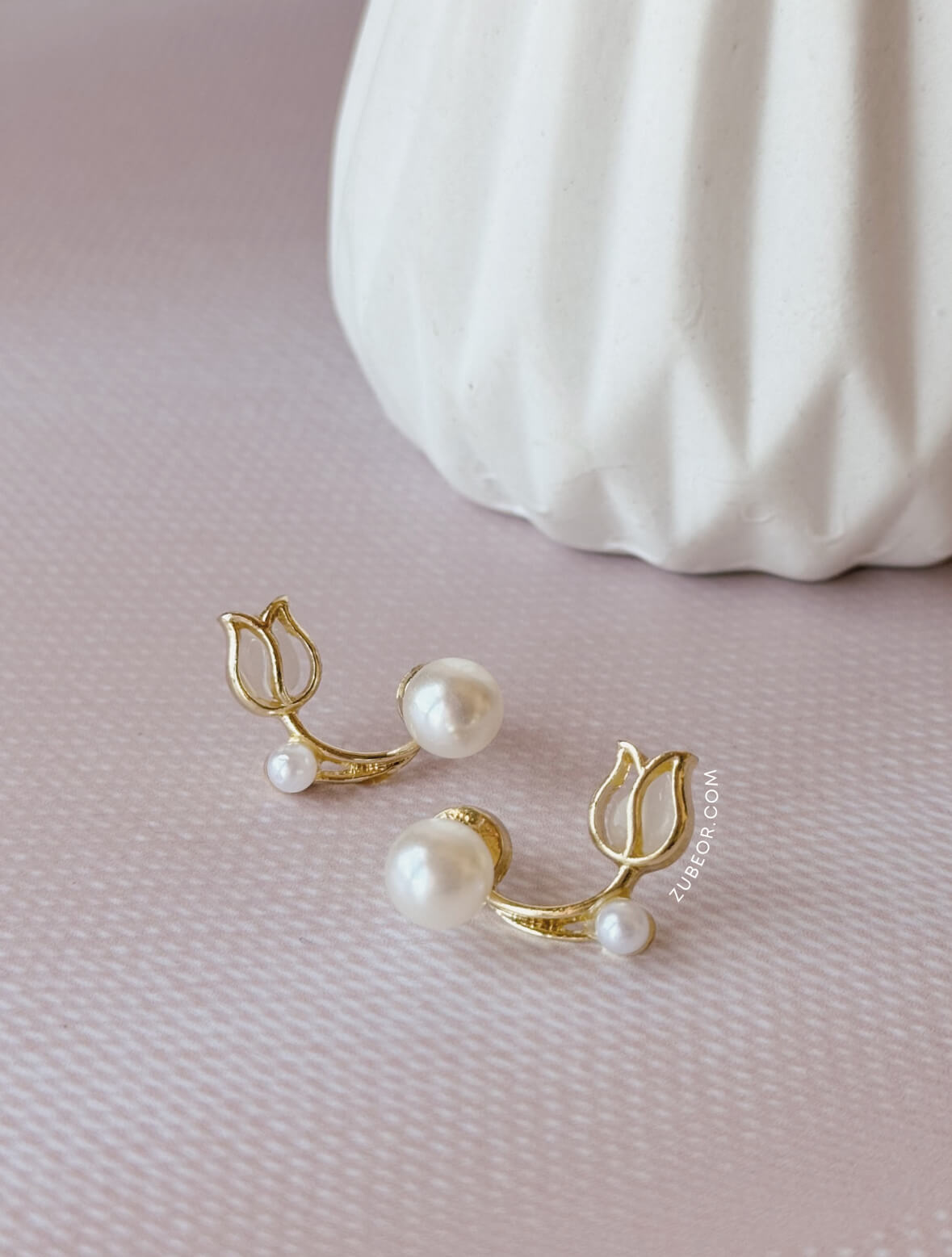 Aretes tulipán perla 2