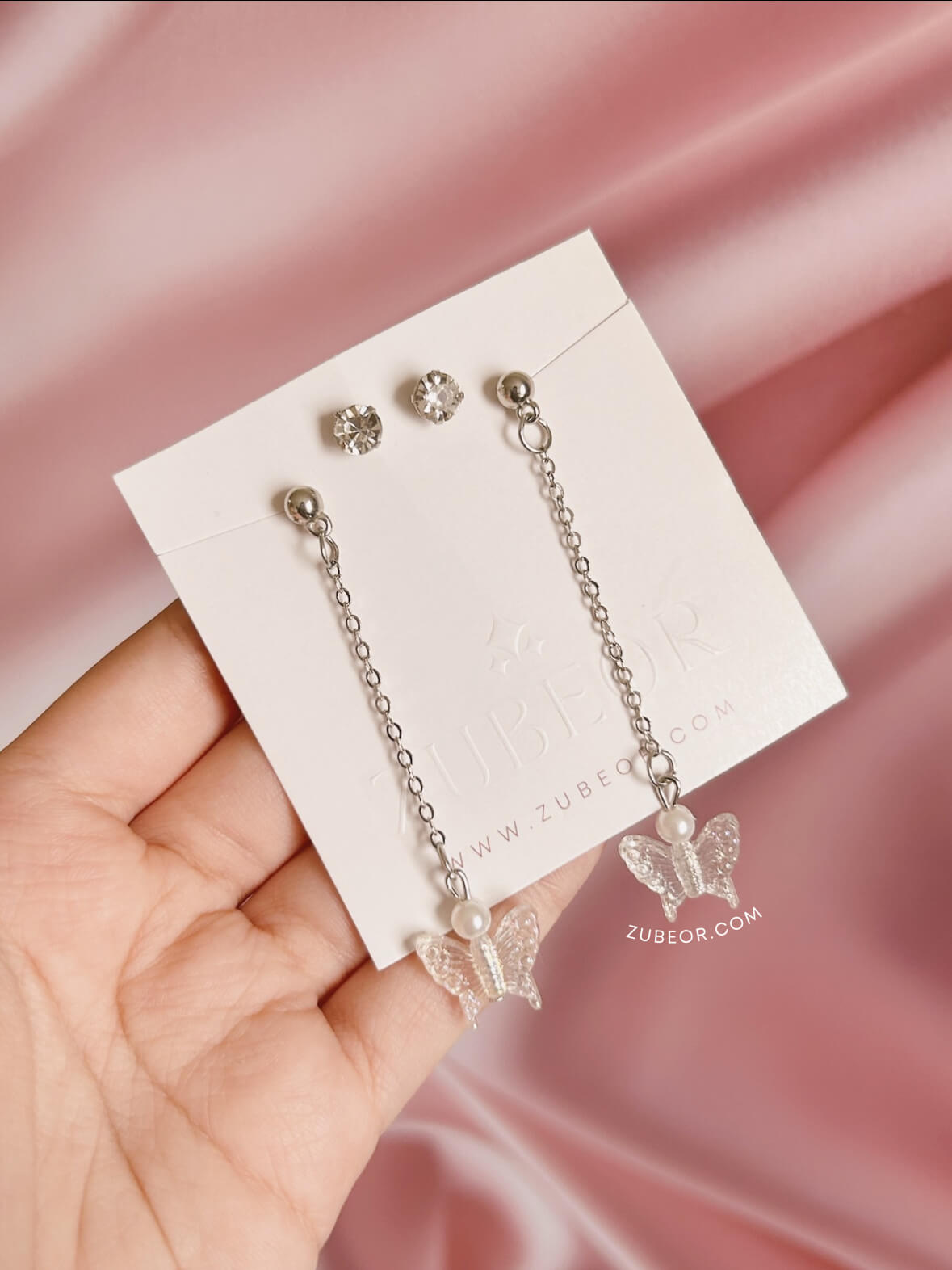 Set de aretes mariposa pequeña largos 2
