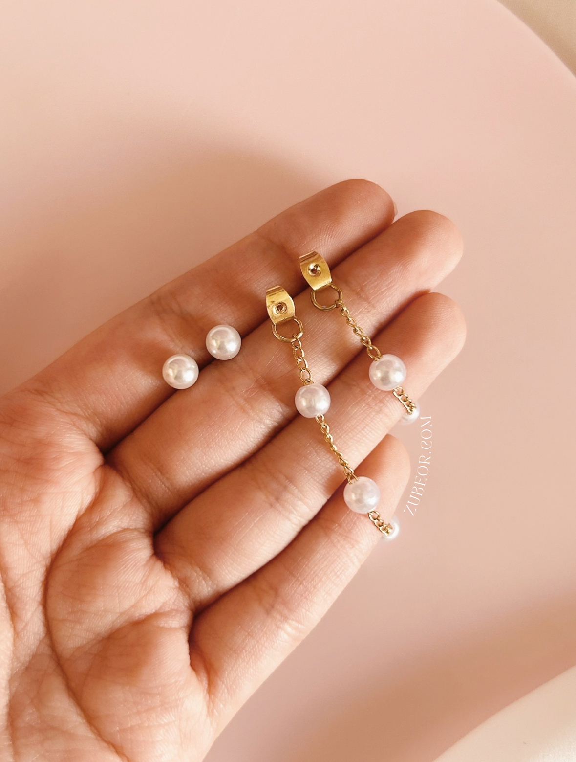 Aretes largos perla 7
