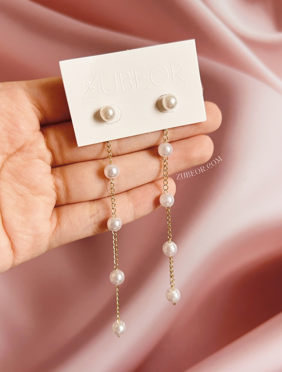 Aretes largos perla 6