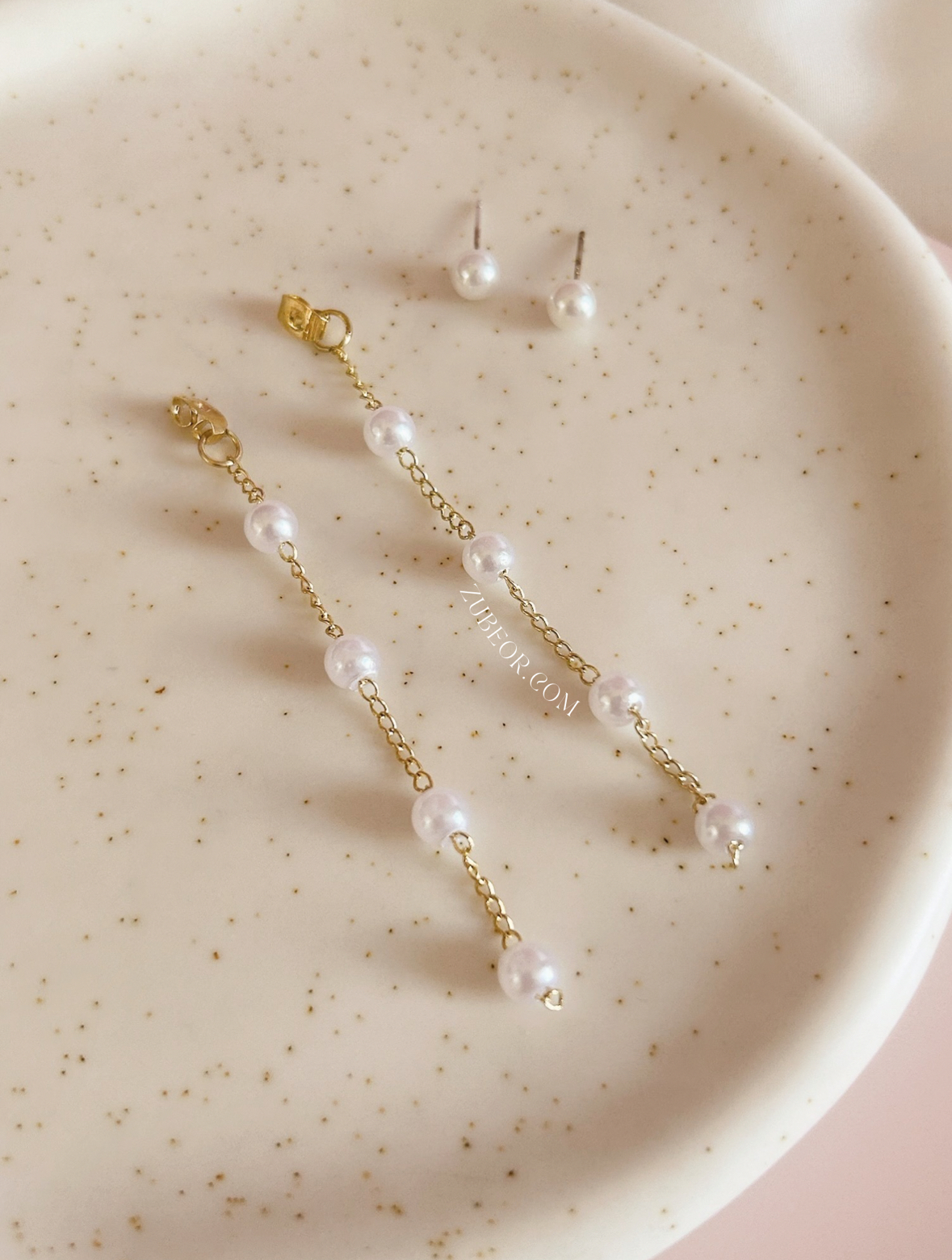 Aretes largos perla 5