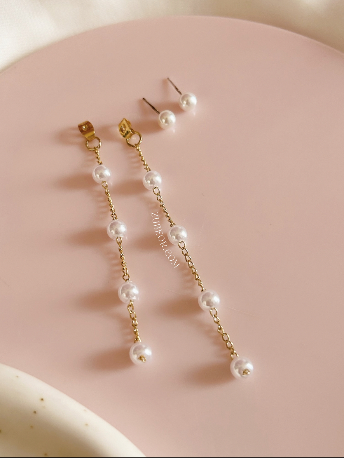 Aretes largos perla 2