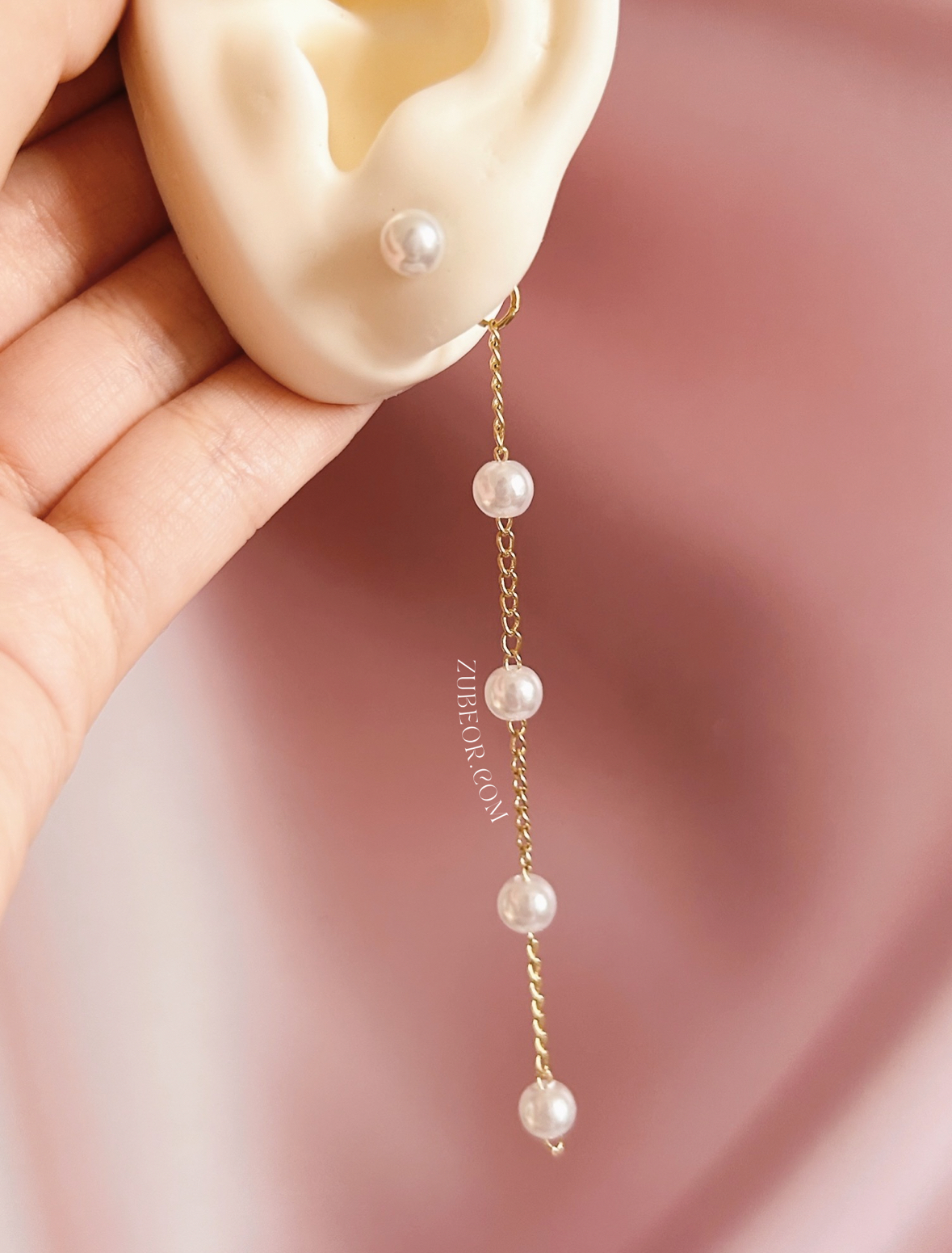 Aretes largos perla 4