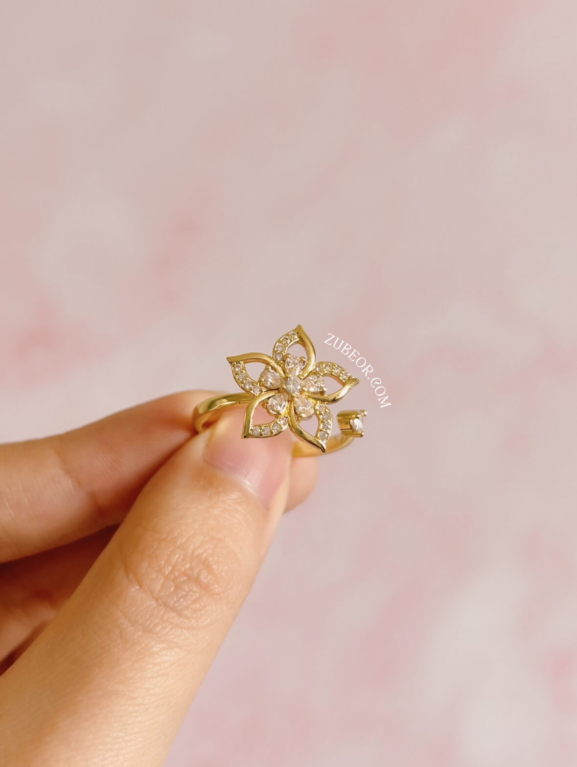 Anillo anti ansiedad flor dorada 3