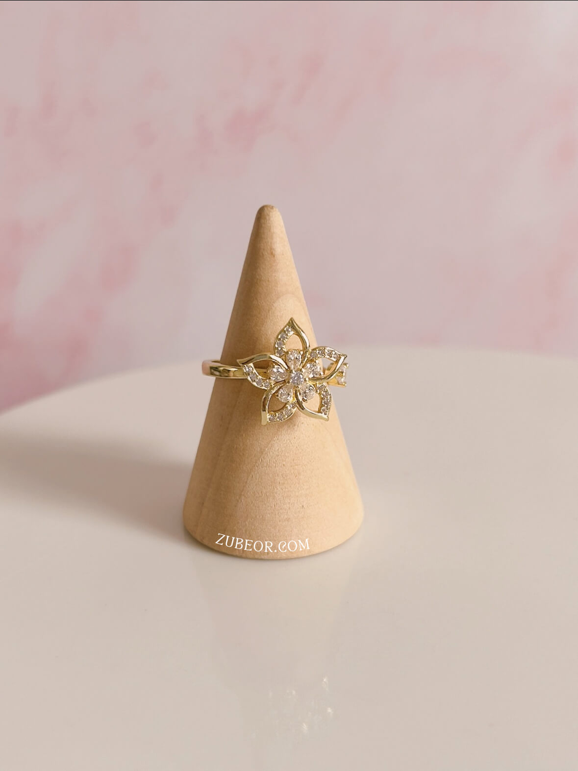 Anillo anti ansiedad flor dorada 2