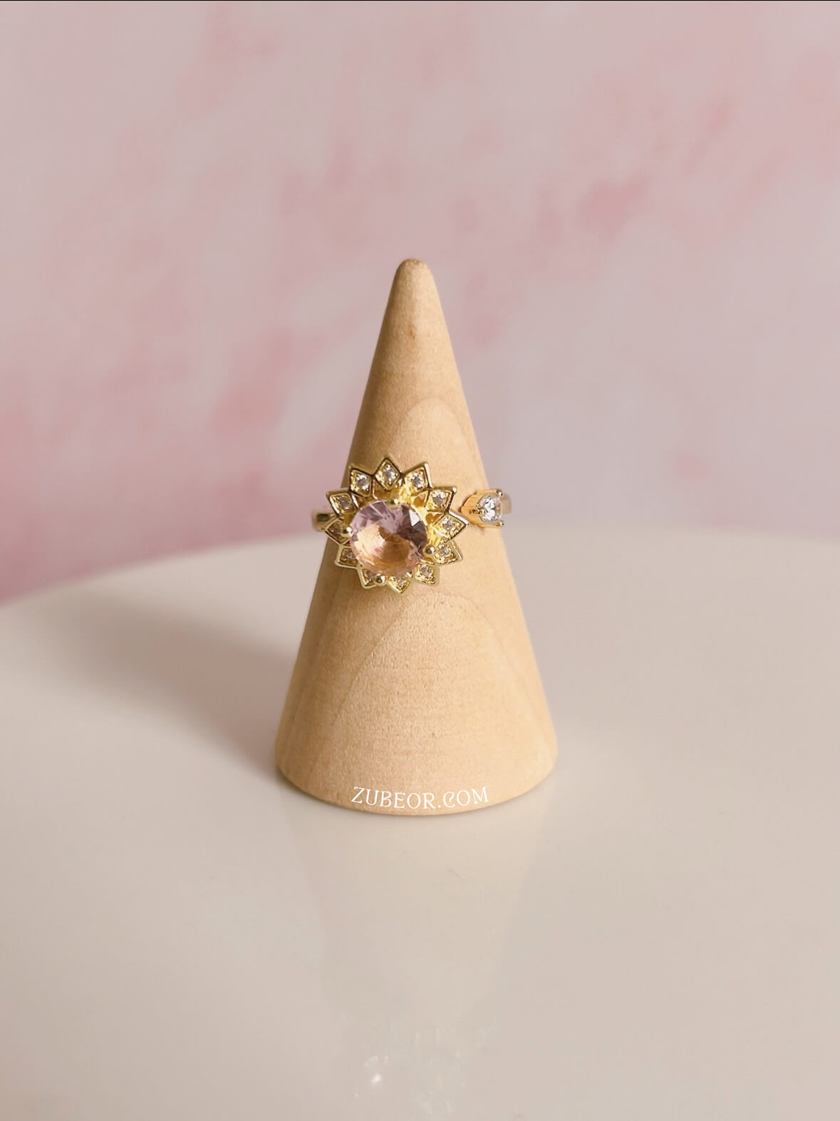 Anillo anti ansiedad flor rosa 3