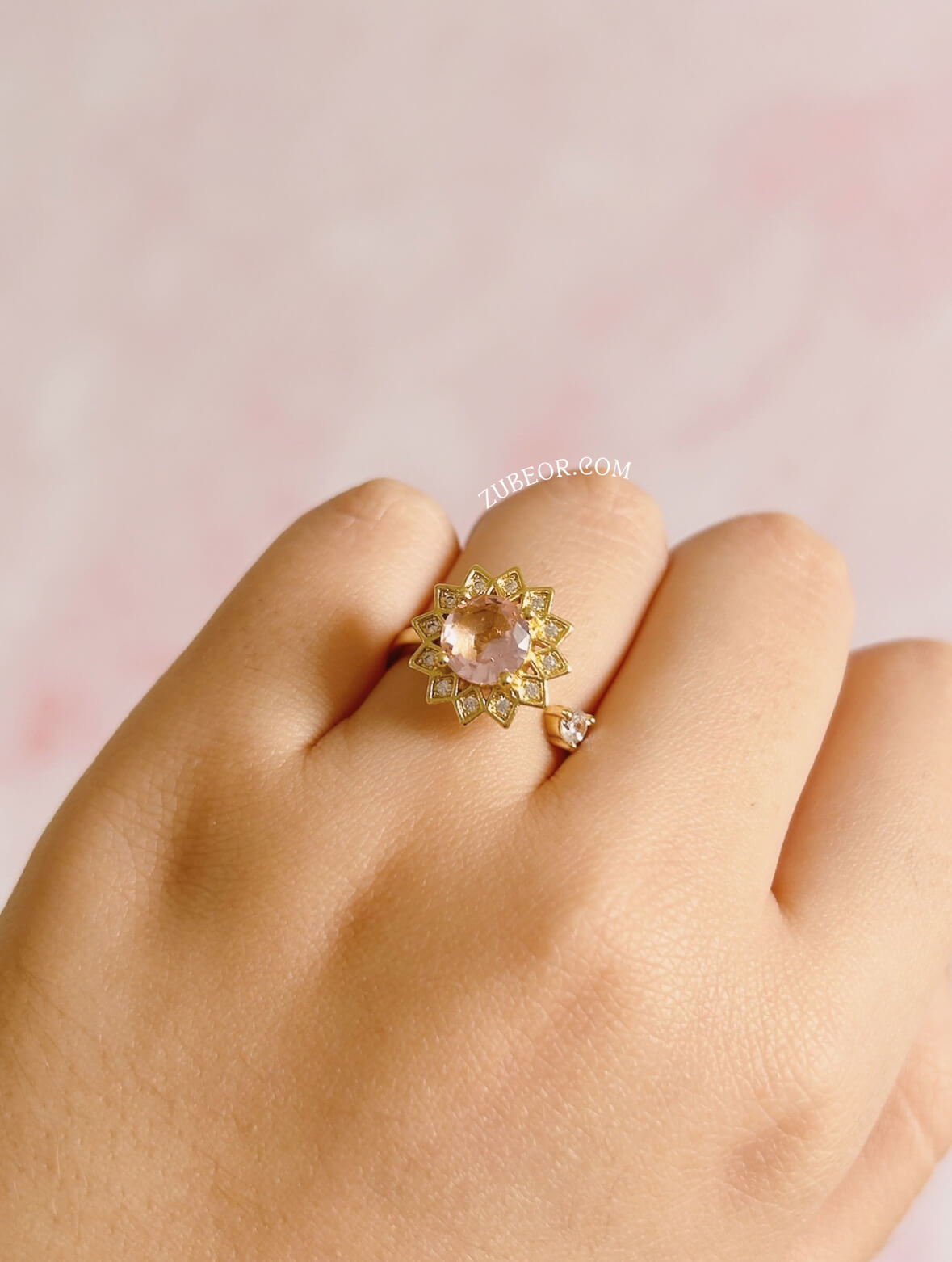 Anillo anti ansiedad flor rosa 2