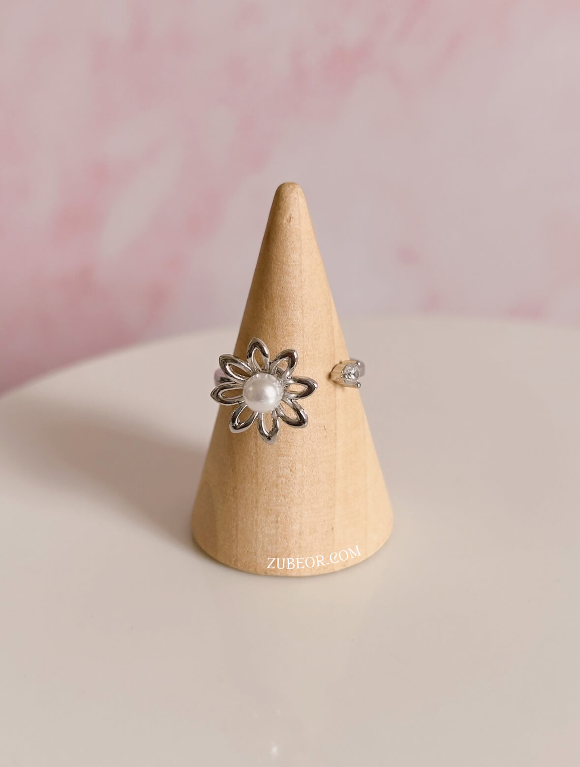 Anillo anti ansiedad flor perla 3