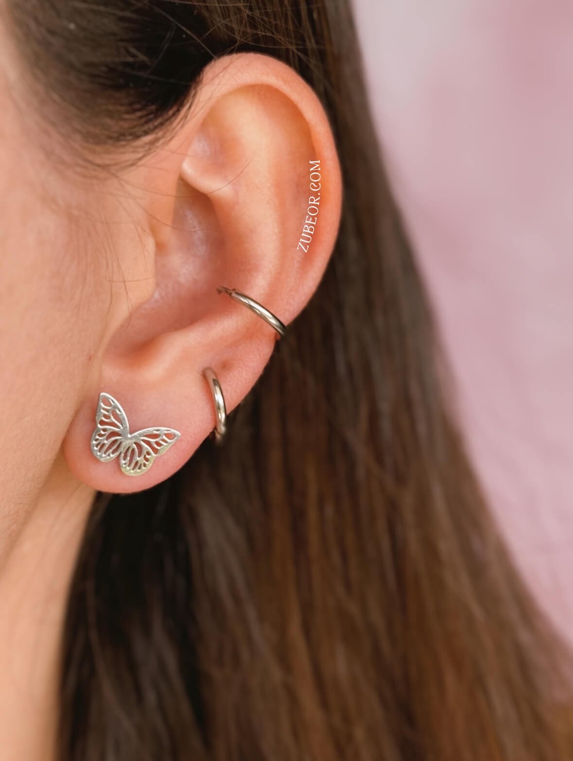 Aretes stud mariposa monarca 6