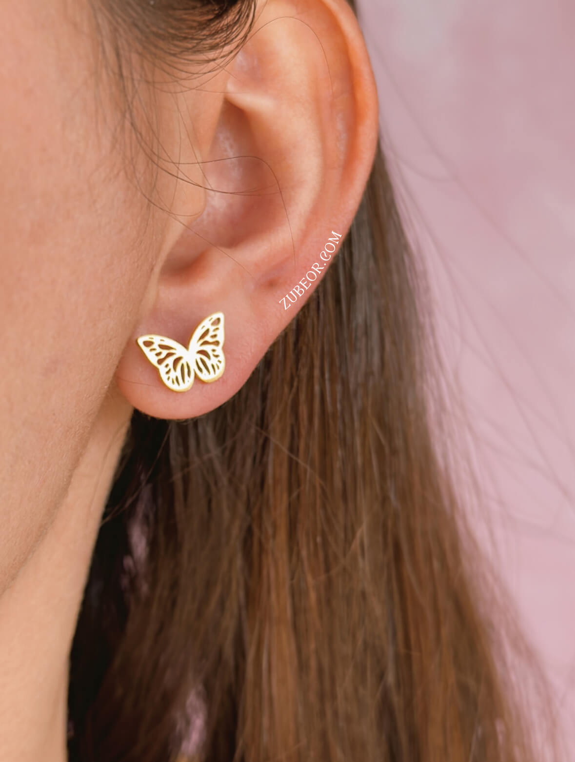 Aretes stud mariposa monarca 4