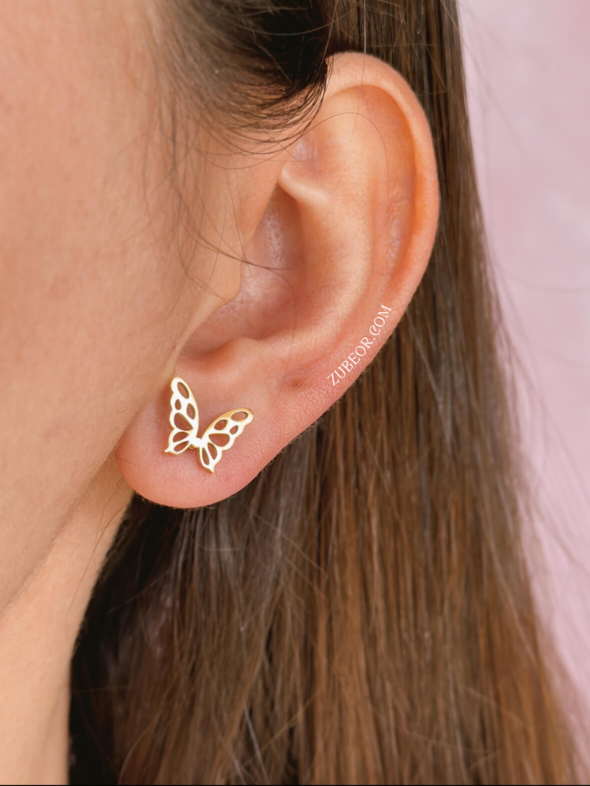 Aretes stud mariposa hojarasca 2