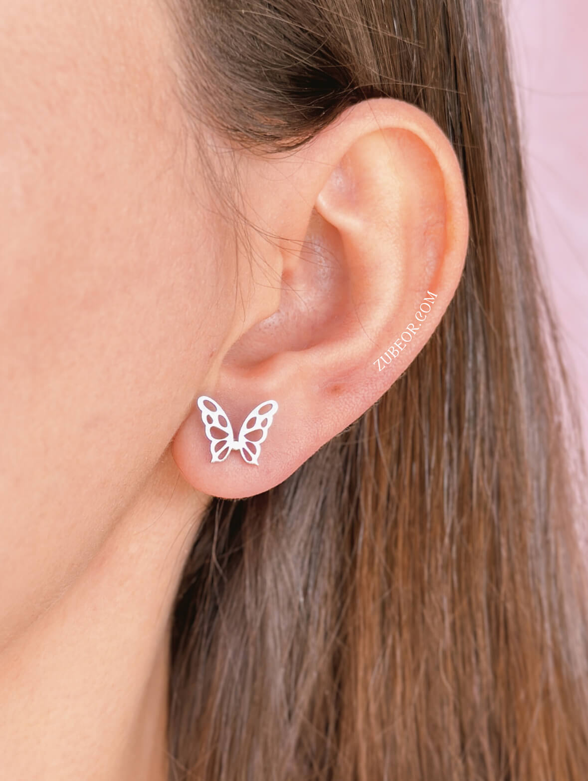 Aretes stud mariposa hojarasca 6