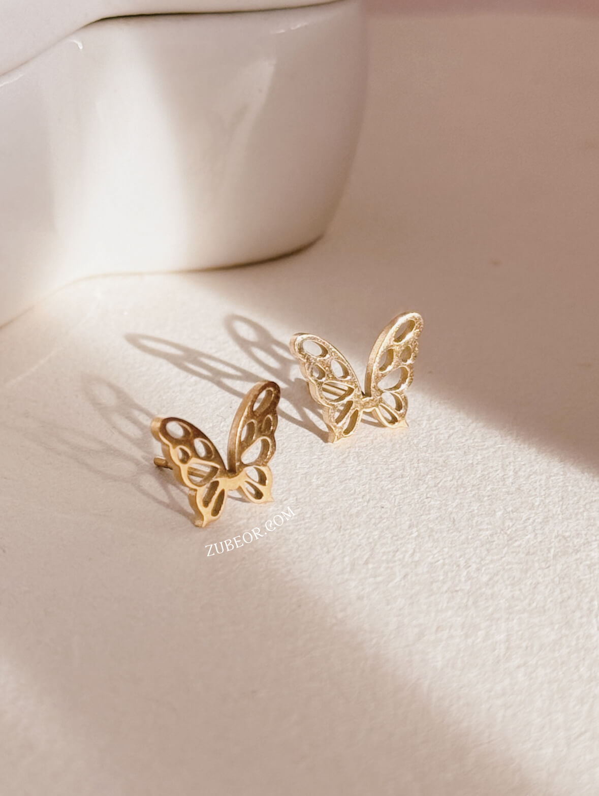 Aretes stud mariposa hojarasca 5