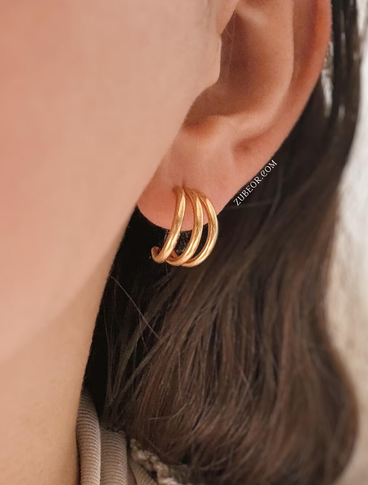 Aretes clásicos triple medio aro 3