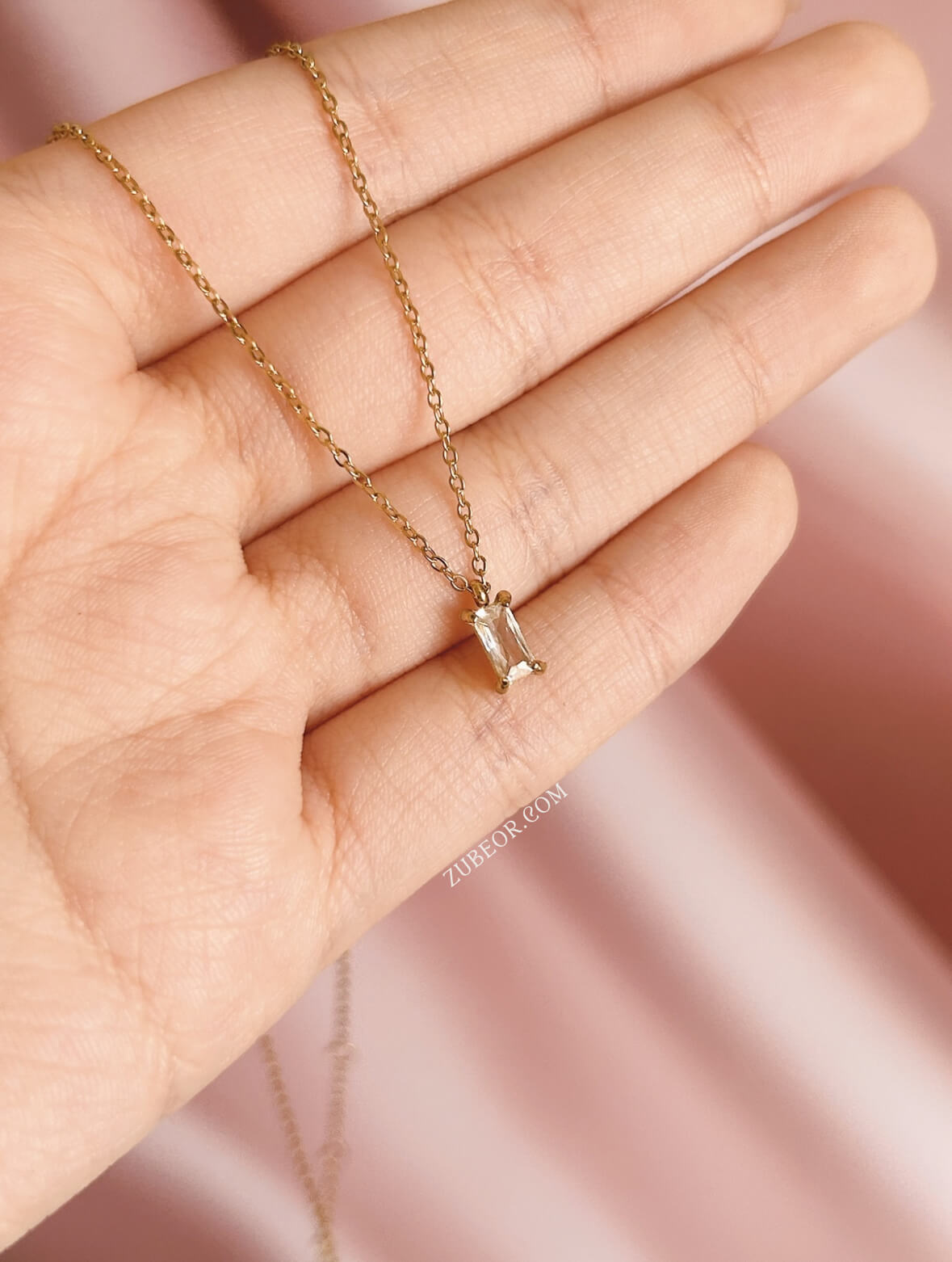 Cadena pequeño cristal rectangular 8