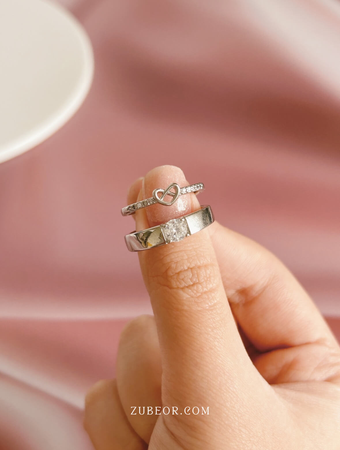 Set de anillo parejas corazón infinito 3