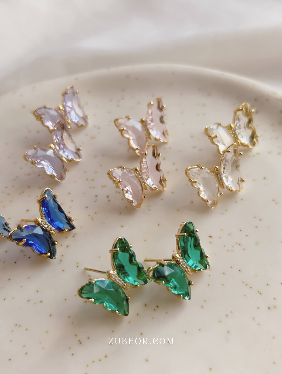 Aretes mariposa de cristal 2