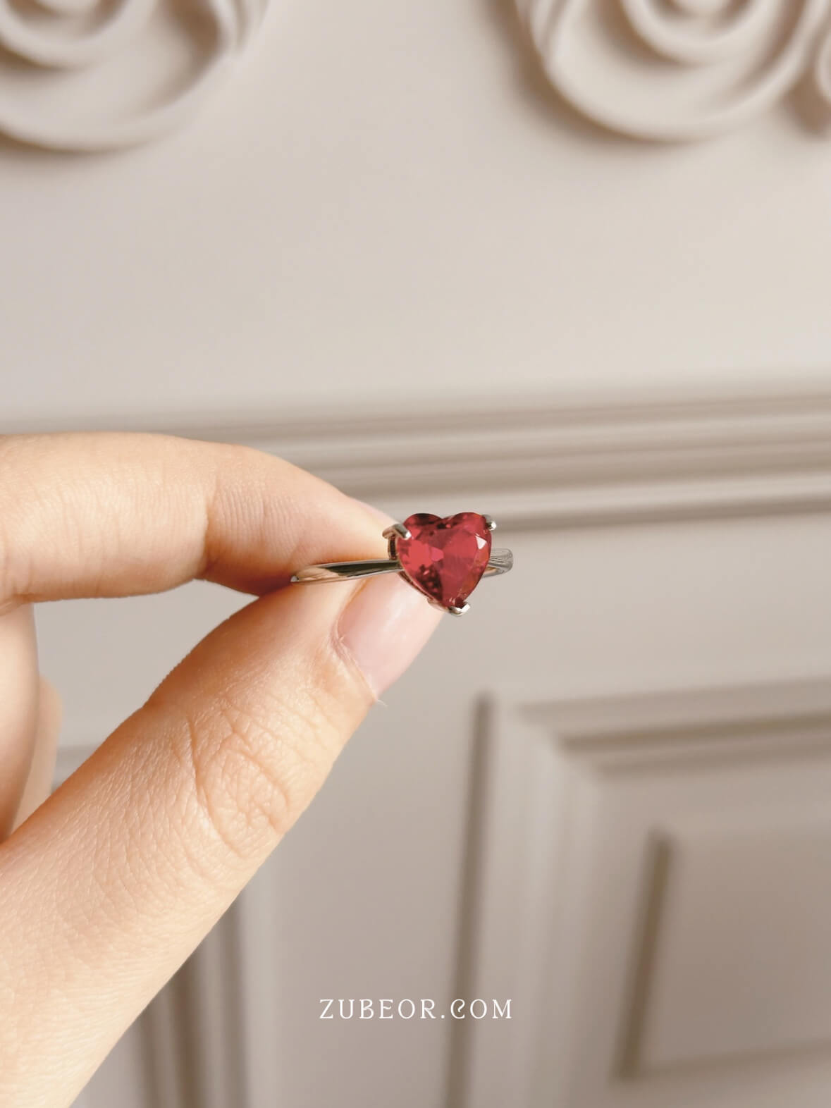 Anillo corazón rojo 3