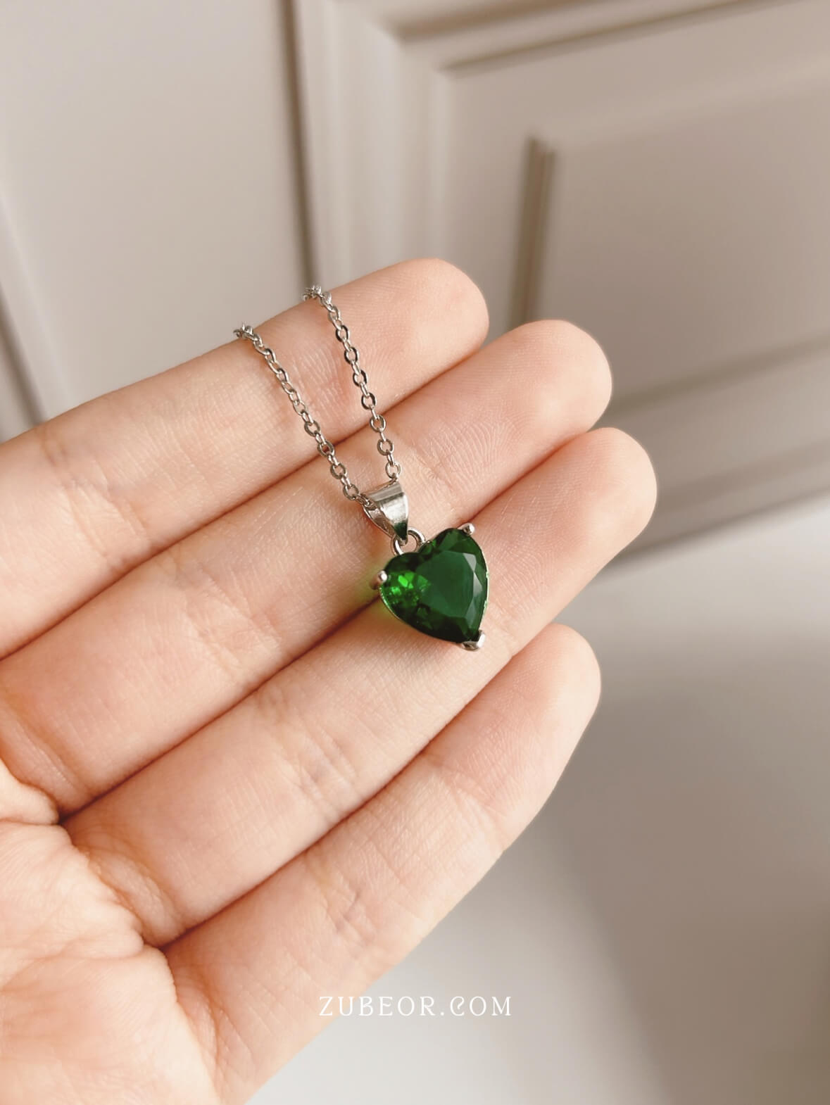 Cadena corazón esmeralda 4