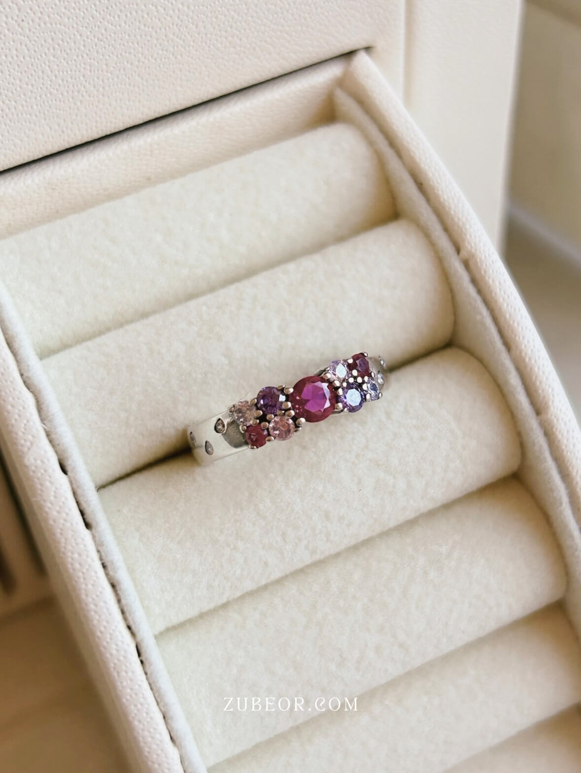 Anillo cristales fucsia 6