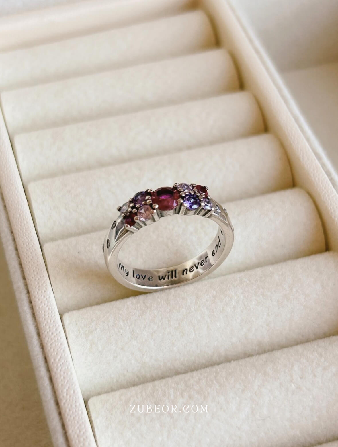 Anillo cristales fucsia 2