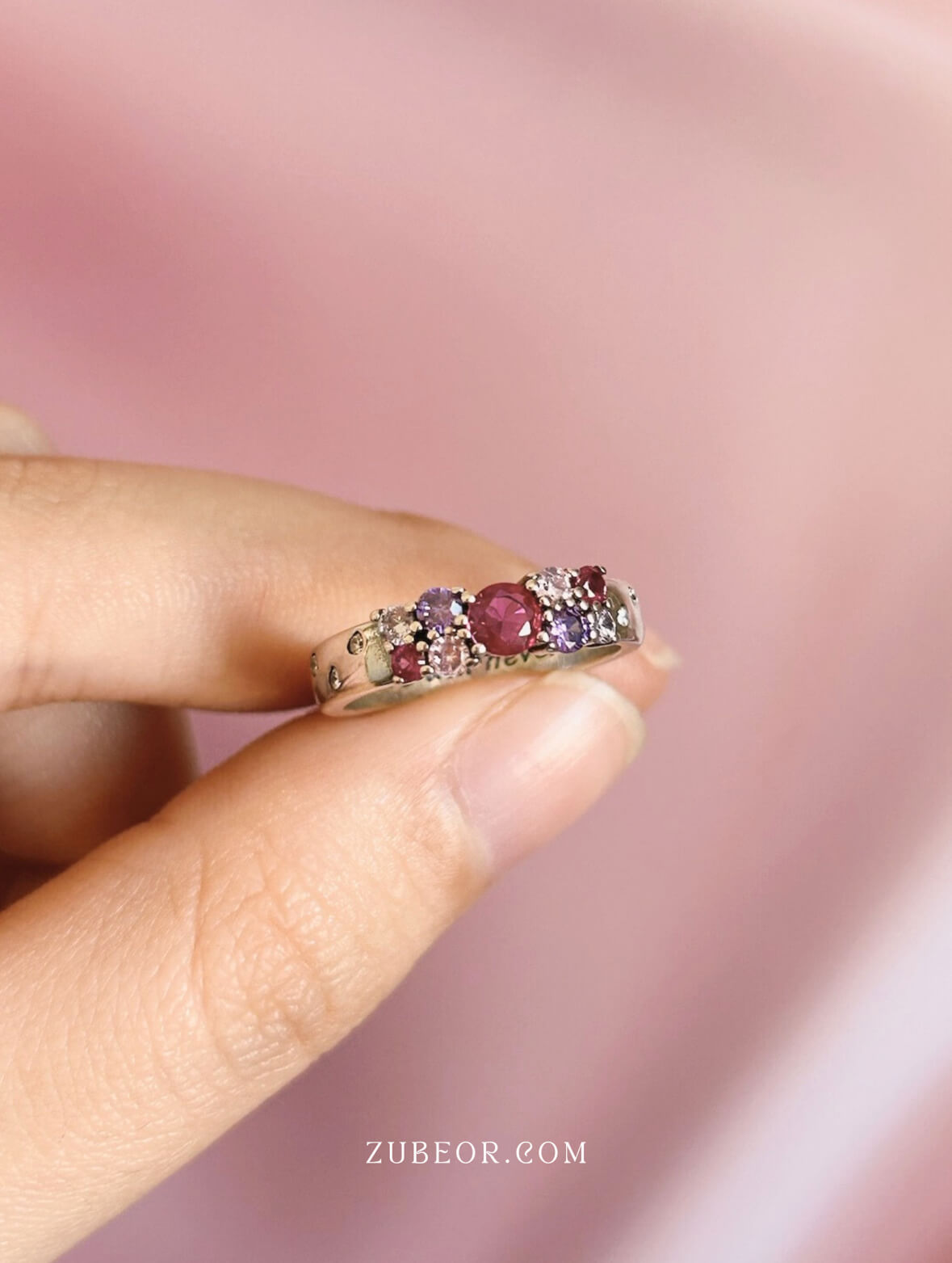 Anillo cristales fucsia 5