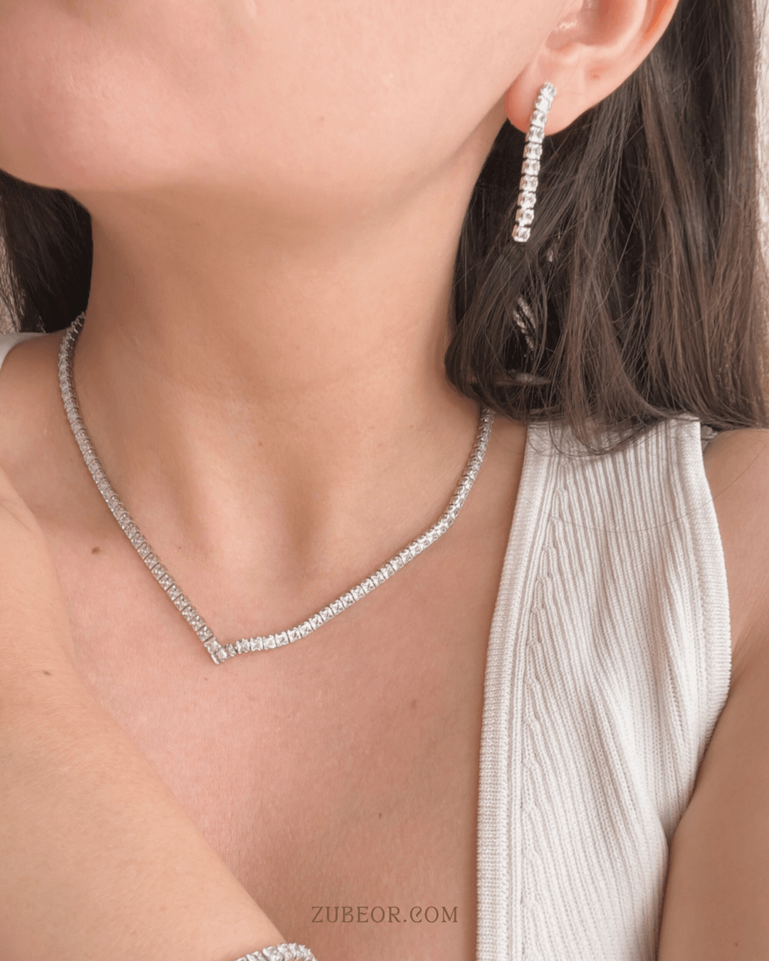 Aretes cristales plateado 4