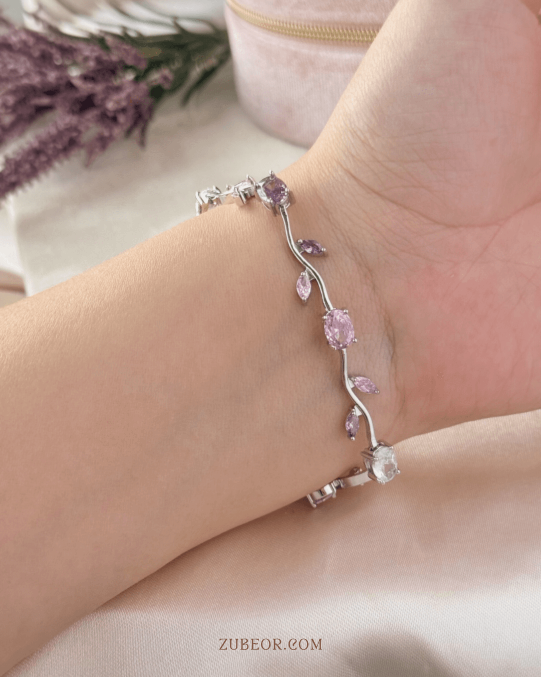 Pulsera tulipanes morados y rosa 5