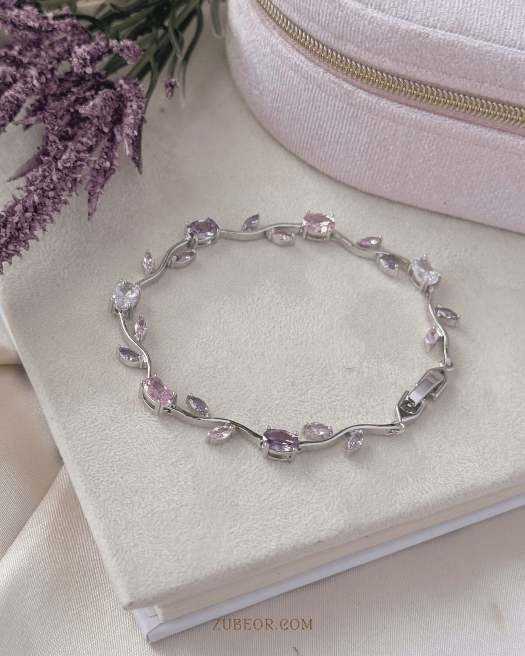 Pulsera tulipanes morados y rosa 11